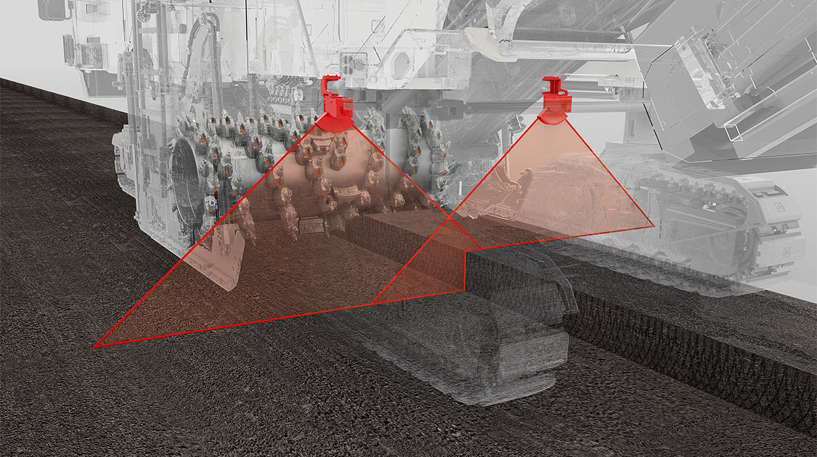 Der Wirtgen PERFORMANCE TRACKER ermittelt per Laserscanner das zu fräsende Querschnittsprofil. 