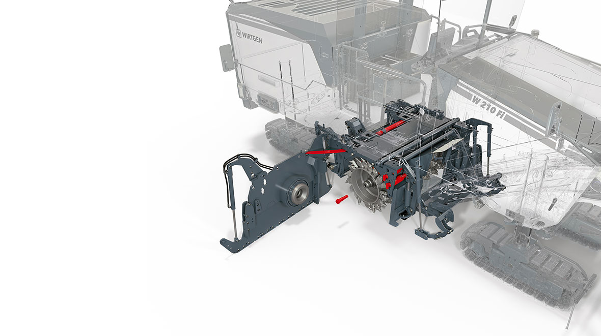 Einfacher Wechsel: Dank des neuen Wirtgen Multiple Cutting Systems erfolgt der Fräswalzenwechsel in nur noch 15 Minuten.