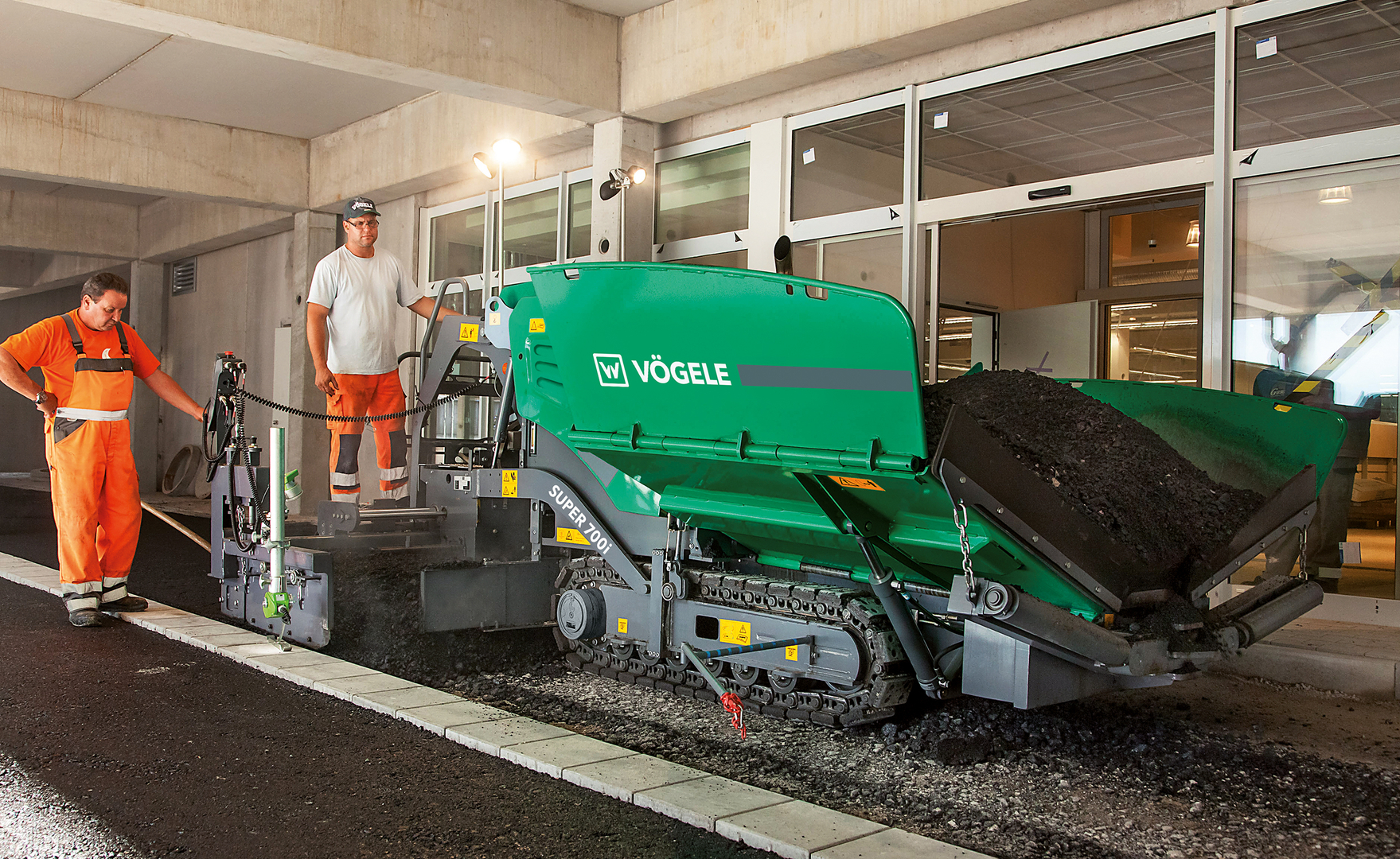Wirtgen group John Deere company VOGELE Super 700i being used to pave asphalt