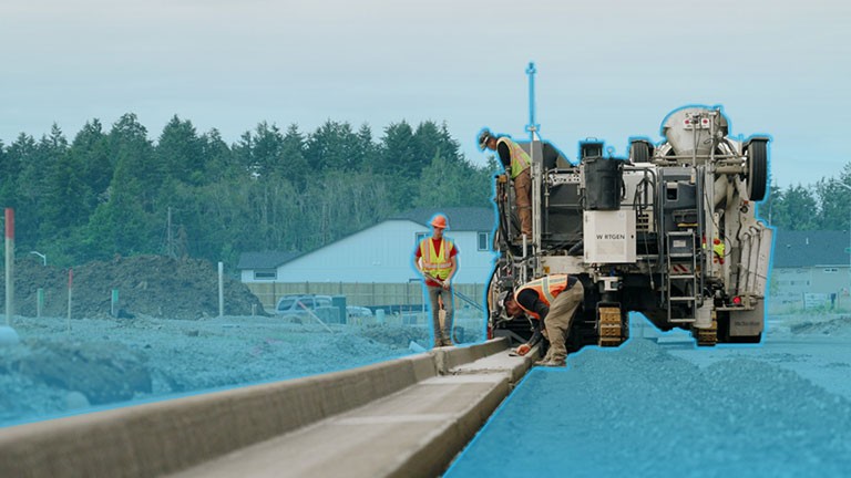 Extendedora de encofrado deslizante de Wirtgen en una obra