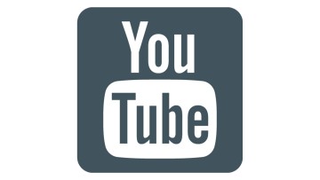 Dunkelgraues YouTube Icon auf weißem Hintergrund