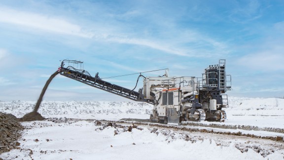Surface Miner 280 SM extracting limestone at a quarry in Estonia