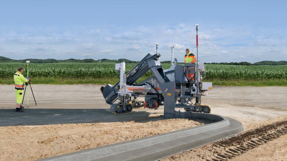 A Wirtgen slipform paver on a construction site