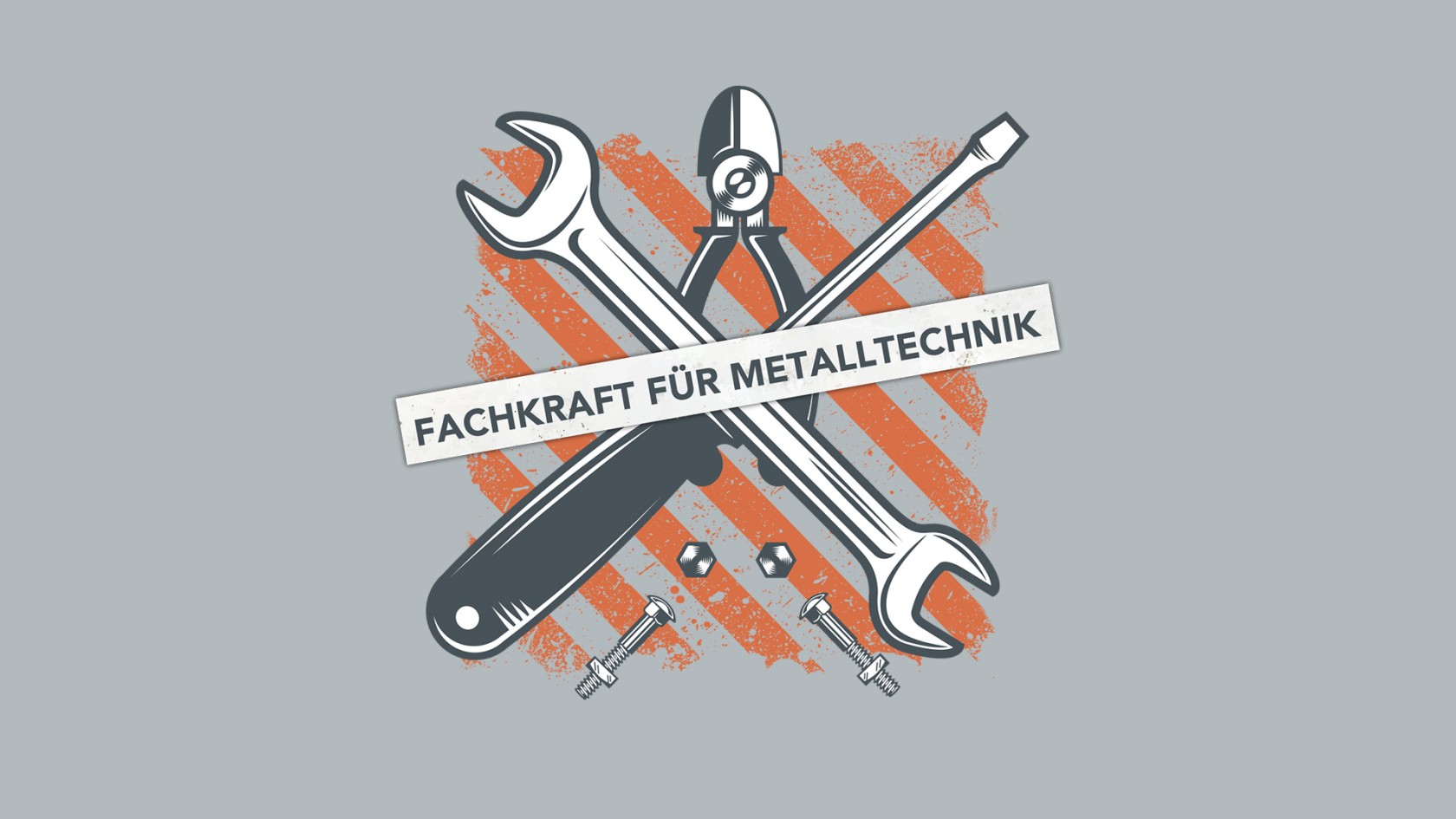 Grafik Fachkraft für Metalltechnik mit typischen Werkzeugen