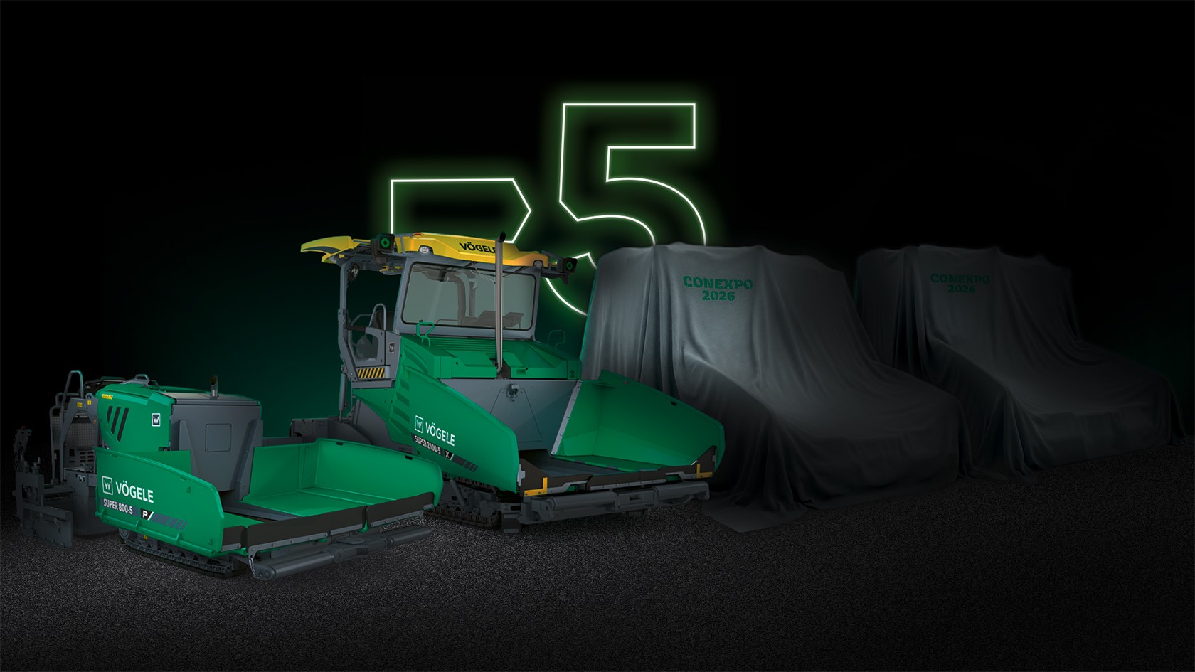 Four SUPER pavers next to each other in a dark setting. Two of them are covered with a cloth that says 