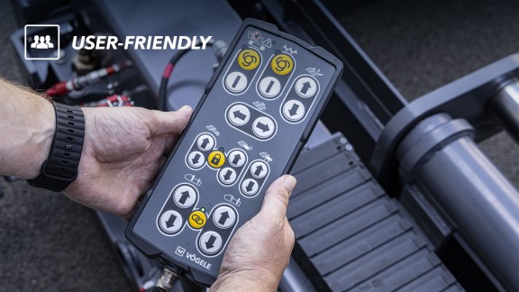 Close-up of the screed operator's console