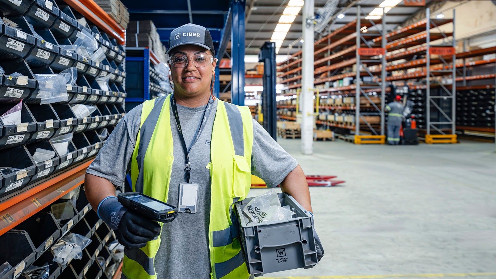 A warehouse worker in the warehouse