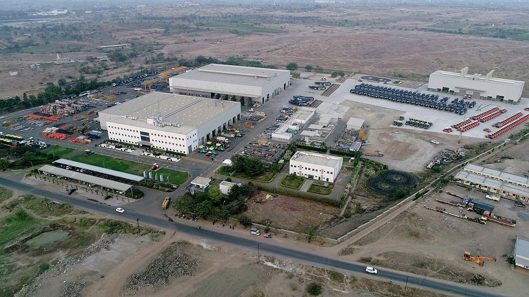 Aerial view of the WIRTGEN GROUP factory in Pune, India