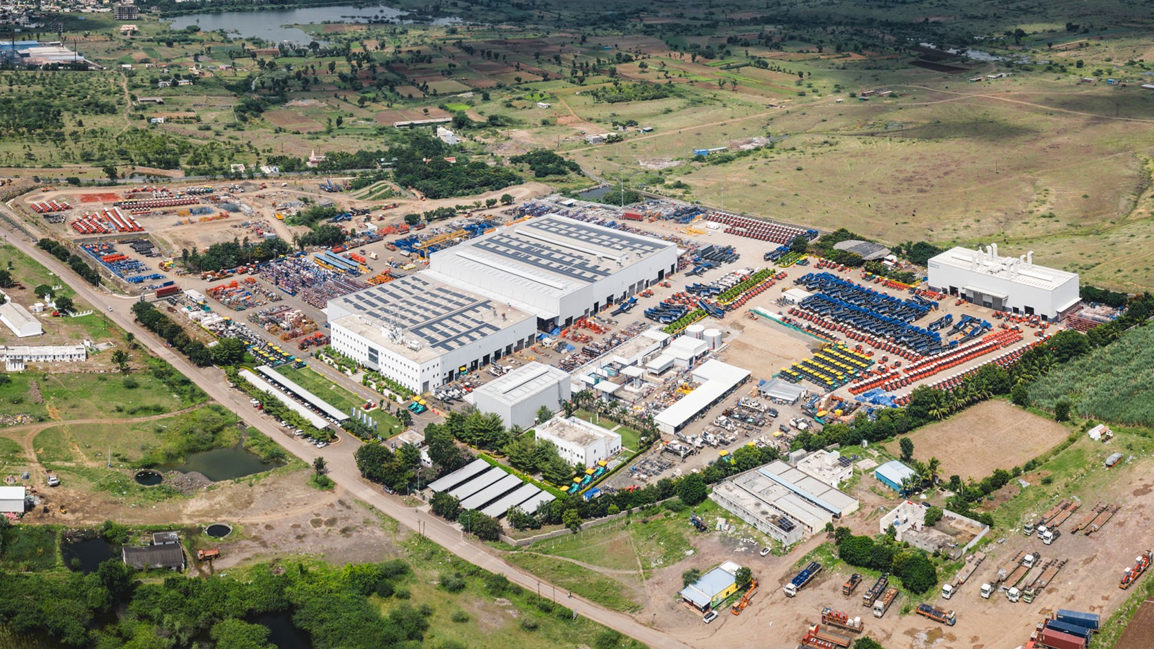 Aerial view of the WIRTGEN GROUP factory in Pune, India