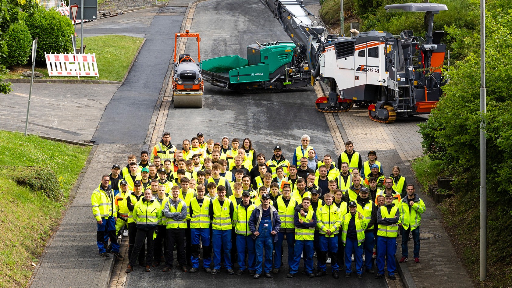 Drone photo of everyone taking part in the project.