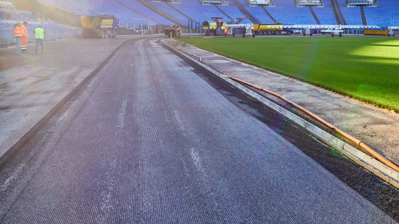 Milled running track of the Stadio Olimpico Rome