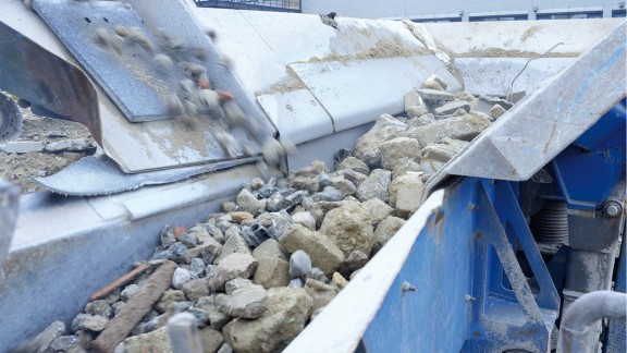 Close-up of loaded mixed rubble.