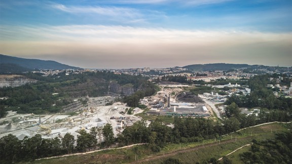 View of a quarry, virgin material processing, RPP plant, RAP depot