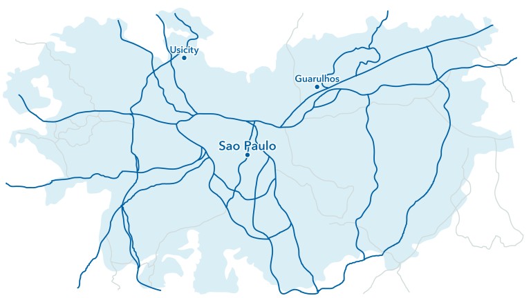 Map with the location of Usicity