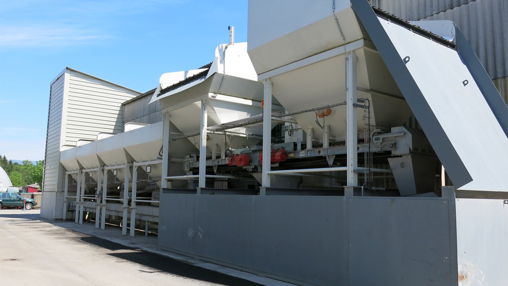 View of the feed hoppers