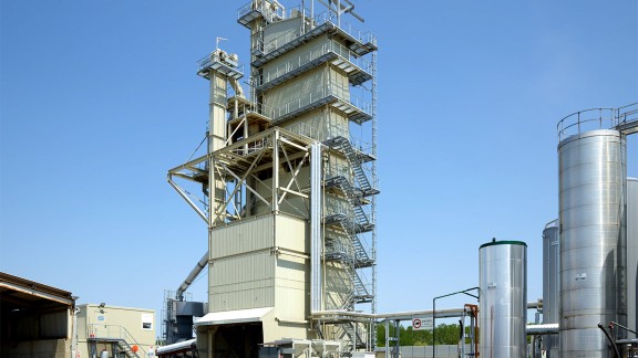 Part of the asphalt mixing plant in the sunshine